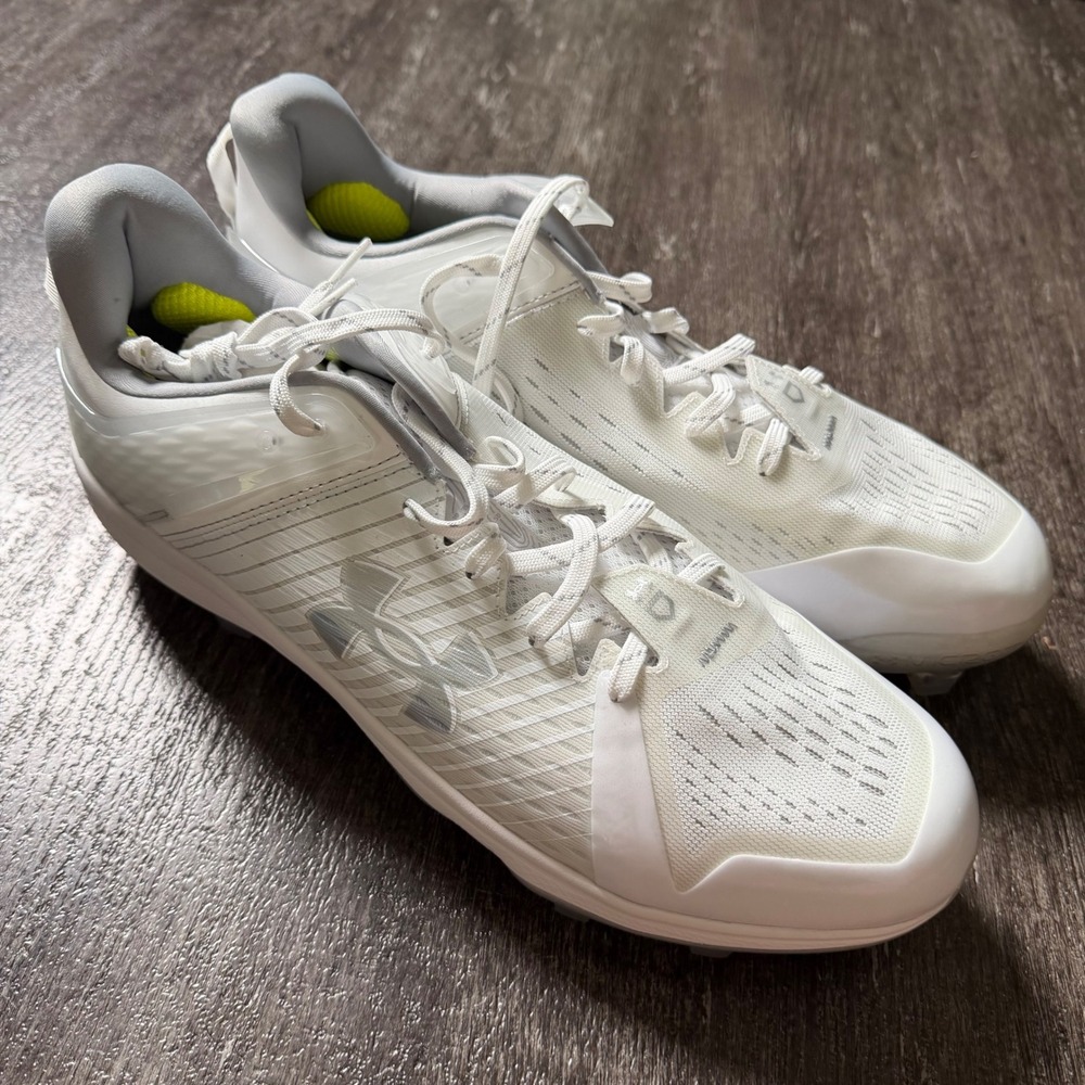 Under Armour Harper 7 Low Elite TPU Baseball Cleats Mens‎ 15 White Iridescent